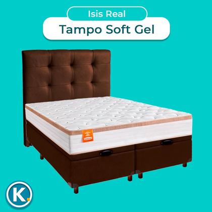 Imagem de Kit Cabeceira + Cama Box Bau + Colchão King Molas Ensacadas Isis Real Inducol