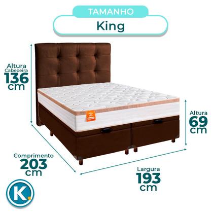 Imagem de Kit Cabeceira + Cama Box Bau + Colchão King Molas Ensacadas Isis Real Inducol
