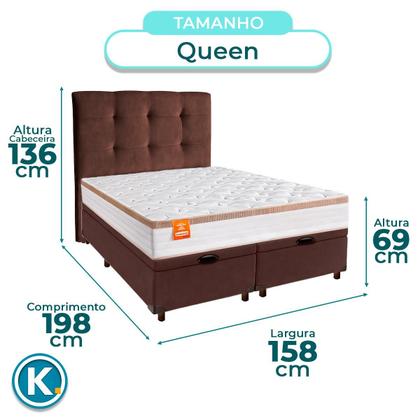Imagem de Kit Cabeceira + Cama Box Bau + Colchão Queen Molas Ensacadas Isis Real Inducol