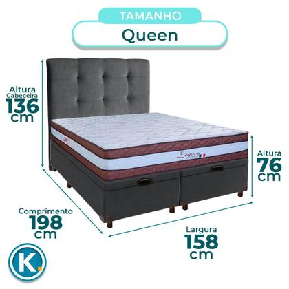 Imagem de Kit Cabeceira + Cama Box Bau + Colchão Queen Molas Ensacadas Legaccy Paropas