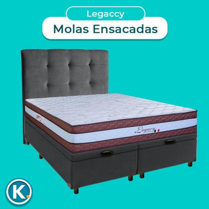 Imagem de Kit Cabeceira + Cama Box Bau + Colchão Queen Molas Ensacadas Legaccy Paropas