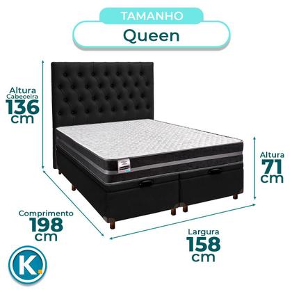 Imagem de Kit Cabeceira + Cama Box Bau + Colchão Queen Molas Ultralastic Bogota Inducol