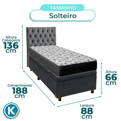 Imagem de Kit Cabeceira + Cama Box Bau + Colchão Solteiro D33 Iso100 Ortobom