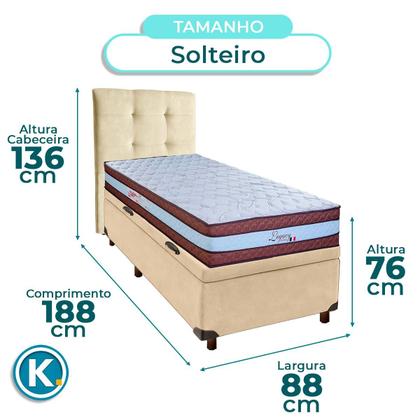 Imagem de Kit Cabeceira + Cama Box Bau + Colchão Solteiro Molas Ensacadas Legaccy Paropas