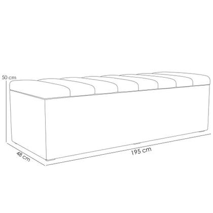 Imagem de Kit Cabeceira Cama Box Casal King 195cm Com Calçadeira Baú Dália W01 Linho Bege - Lyam