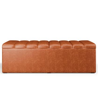 Imagem de Kit Cabeceira Cama Box Casal King 195cm com Calçadeira Baú Dália W01 material sintético Camel - Lyam