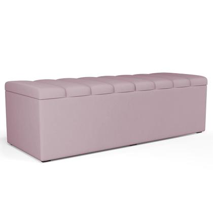 Imagem de Kit Cabeceira Cama Box Casal Queen 160cm Com Calçadeira Baú Dália W01 Suede Rosê - Lyam Decor