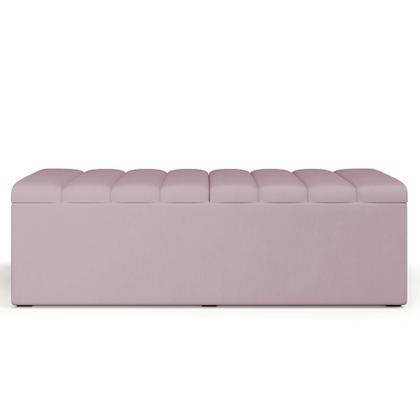Imagem de Kit Cabeceira Cama Box Casal Queen 160cm Com Calçadeira Baú Dália W01 Suede Rosê - Lyam Decor