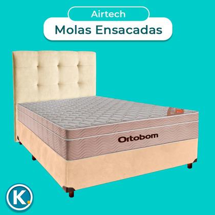 Imagem de Kit Cabeceira + Cama Box + Colchão Casal Molas Ensacadas Airtech Ortobom