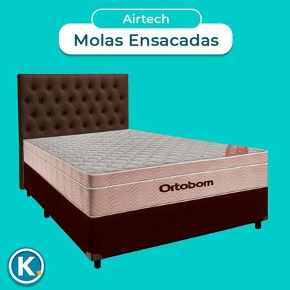 Imagem de Kit Cabeceira + Cama Box + Colchão Casal Molas Ensacadas Airtech Ortobom