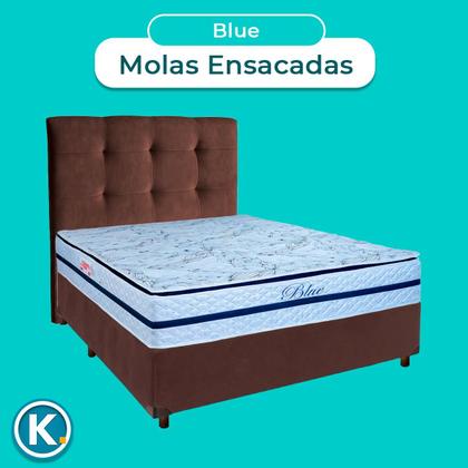 Imagem de Kit Cabeceira + Cama Box + Colchão Casal Molas Ensacadas Blue Paropas