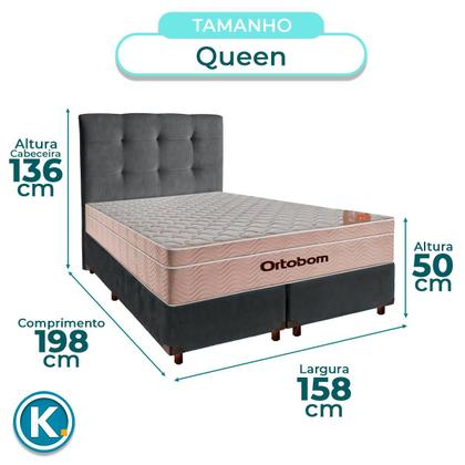 Imagem de Kit Cabeceira + Cama Box + Colchão Queen Molas Ensacadas Airtech Ortobom