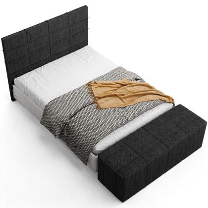 Imagem de Kit Cabeceira Cama Box King 195cm com Calçadeira Roma W01 Linho Chumbo- Lyam