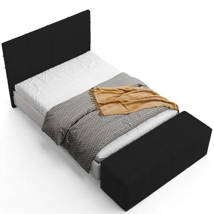 Imagem de Kit Cabeceira Cama Box King 195cm com Calçadeira Roma W01 Suede Preto - Lyam