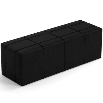 Imagem de Kit Cabeceira Cama Box Queen 160cm com Calçadeira Roma W01 material sintético Preto - Lyam