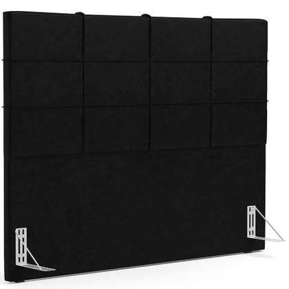Imagem de Kit Cabeceira Cama Box Queen 160cm com Calçadeira Roma W01 material sintético Preto - Lyam