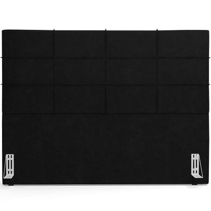 Imagem de Kit Cabeceira Cama Box Queen 160cm com Calçadeira Roma W01 material sintético Preto - Lyam