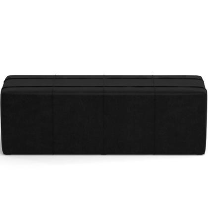 Imagem de Kit Cabeceira Cama Box Queen 160cm com Calçadeira Roma W01 material sintético Preto - Lyam