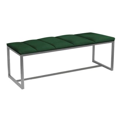 Imagem de Kit Cabeceira Carla e Calçadeira Industrial 90cm Solteiro Box Ferro Prata Suede Verde - Ahz Móveis