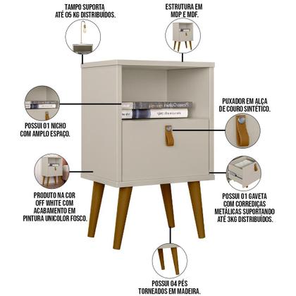 Imagem de Kit Cabeceira Casal 240cm Celine Com Mesa De Cabeceira 01 Gaveta Loreta L05 Freijó  - Lyam Decor