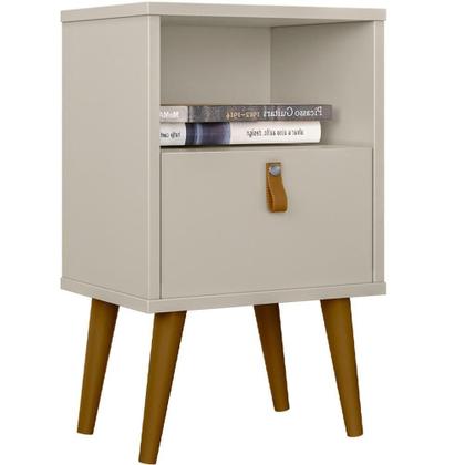 Imagem de Kit Cabeceira Casal 240cm Com Mesa De Cabeceira Off White