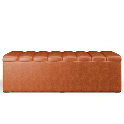 Imagem de Kit Cabeceira Casal Queen 160cm Calçadeira Baú Camel