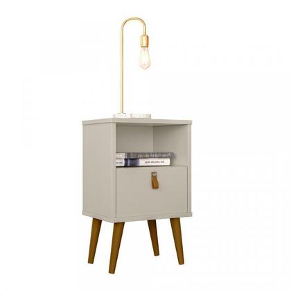 Imagem de Kit Cabeceira Casal Queen Ripada 240cm com 2 Mesas de Apoio 1 Gaveta 1 Nicho Pés Palito