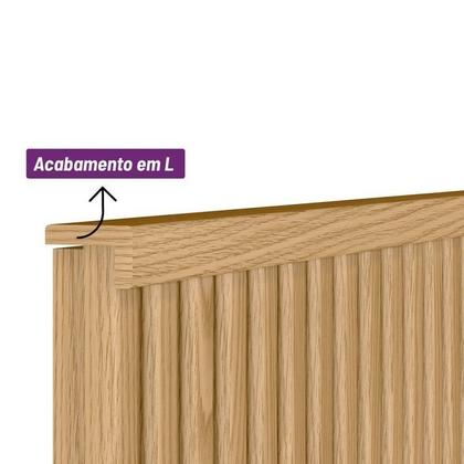 Imagem de Kit Cabeceira Casal Queen Ripada 240cm com 2 Mesas de Apoio 1 Gaveta 1 Nicho Pés Palito