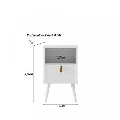Imagem de Kit Cabeceira Casal Queen Ripada 240cm com 2 Mesas de Apoio 1 Gaveta 1 Nicho Pés Palito