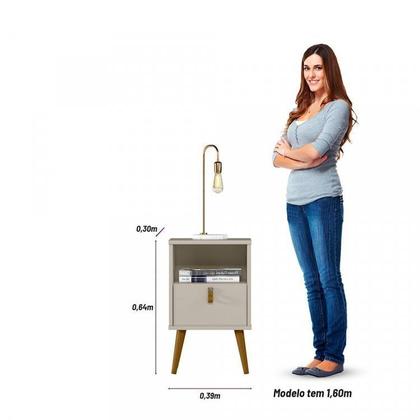 Imagem de Kit Cabeceira Casal Queen Ripada 240cm com 2 Mesas de Apoio 1 Gaveta 1 Nicho Pés Palito