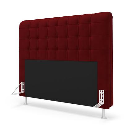 Imagem de Kit Cabeceira Dama 140 Modulada Estofada e Calçadeira Alpha Z-001 Sued Vermelho Aradecor