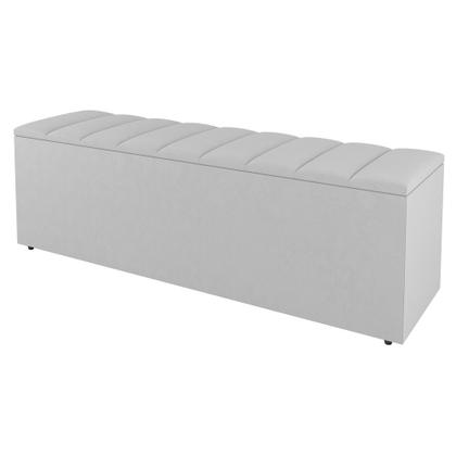 Imagem de Kit Cabeceira e Baú Cama Box Queen Size Cora 160cm Sintético Branco - Desk Design