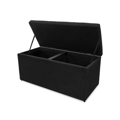 Imagem de Kit Cabeceira e Calçadeira Baú Dunas Queen 160 cm - Veludo Preto
