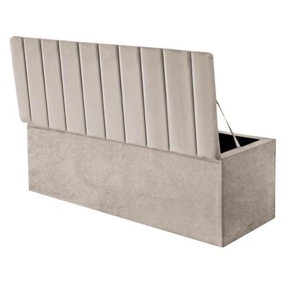 Imagem de Kit Cabeceira e Calçadeira Baú Solteiro 100cm Carla material sintético Bege - D A DECOR