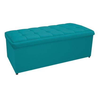 Imagem de Kit Cabeceira e Calçadeira Copenhague 140 cm Casal Suede Azul Turquesa - Doce Sonho Móveis