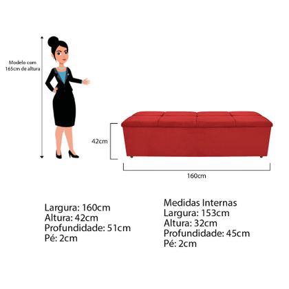 Imagem de Kit Cabeceira e Calçadeira Munique 160 cm Queen Size Corano Vermelho - Doce Sonho Móveis