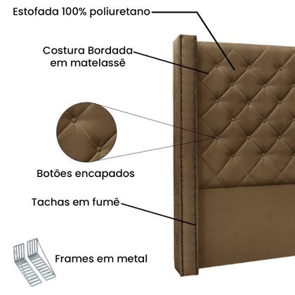 Imagem de Kit Cabeceira e Calçadeira Recamier Queen 1,60m Vicenza Suede Caramelo - Pallazio