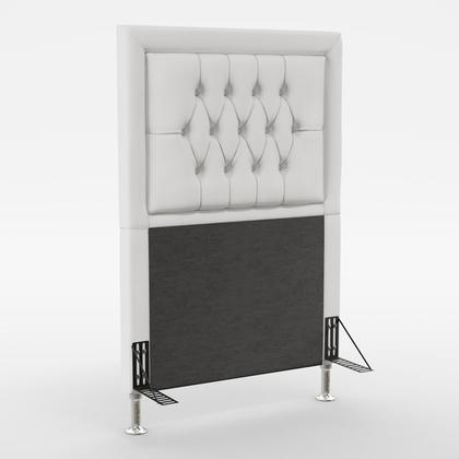 Imagem de Kit Cabeceira Estofada Antares e Calçadeira Sagitarius 90 Para Cama de Solteiro Couro Branco Aradecor