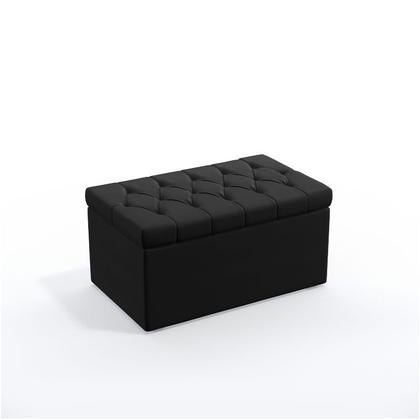 Imagem de Kit Cabeceira Estofada Cama Box Centaurus 90 Cama de Solteiro e Calçadeira Sagitarius Couro Artificial Preto Aradecor