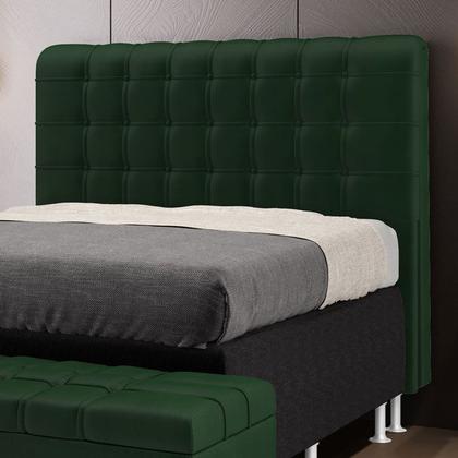 Imagem de Kit Cabeceira Estofada Decorativa Para Cama Box Rana 160 Para Cama Queen e Calçadeira Sagitarius Sued Verde Aradecor