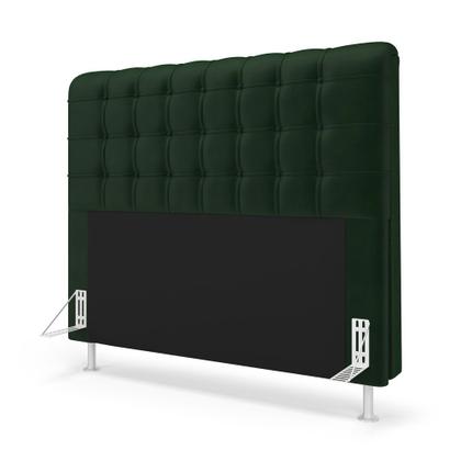 Imagem de Kit Cabeceira Estofada Decorativa Para Cama Box Rana 160 Para Cama Queen e Calçadeira Sagitarius Sued Verde Aradecor