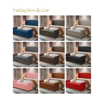Imagem de Kit Cabeceira Estofada e Recamier Baú Cama Box King Grécia