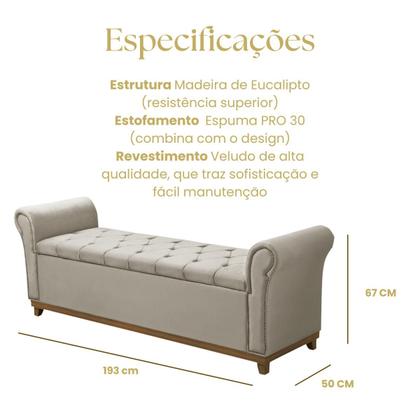 Imagem de Kit Cabeceira Estofada e Recamier Baú Cama Box King Grécia