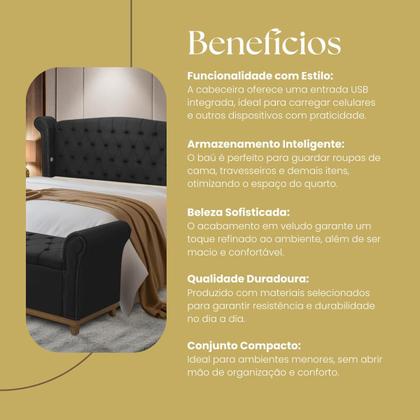 Imagem de Kit Cabeceira Estofada e Recamier Baú Cama Box King Grécia