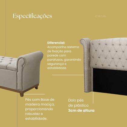 Imagem de Kit Cabeceira Estofada e Recamier Baú Cama Box King Grécia