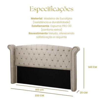 Imagem de Kit Cabeceira Estofada e Recamier Baú Cama Box King Grécia