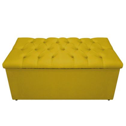 Imagem de Kit Cabeceira Estofada Mel 100cm e Calçadeira Mel 100cm material sintético Amarelo - Damaffê Móveis