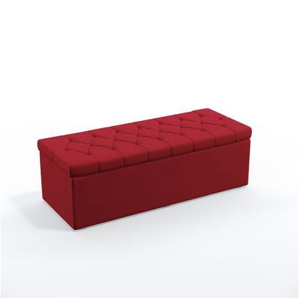 Imagem de Kit Cabeceira Estofada Para Cama Box Bellatrix 160 Para Cama Queen e Calçadeira Sagitarius Sued Vermelho Aradecor