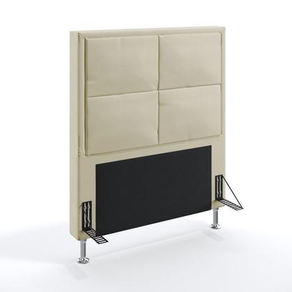 Imagem de Kit Cabeceira Estofada Para Cama Box Maia 90 Para Cama de Solteiro e Calçadeira Sagitarius Sued Bege Aradecor