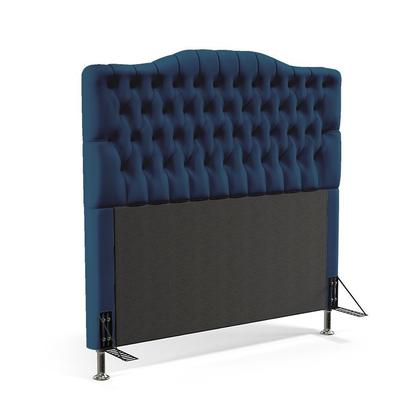 Imagem de Kit Cabeceira Estofada Pollux e Calçadeira Sagitarius 140 Para Cama de Casal Sued Azul Marinho Aradecor